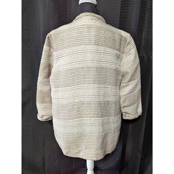 NWOT! CHICO'S! CREAM/TAN/TAUPE/GOLD MINI SEQUINS, LIGHTWEIGHT JACKET! SZ 10/12 - Picture 5 of 9
